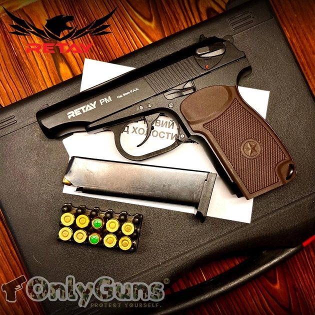 Стартовий пістолет Макарова Retay Arms PM + 20 патронів, ПМ пІд холостий патрон 9мм, Шумовий, Сигнальний - зображення 2