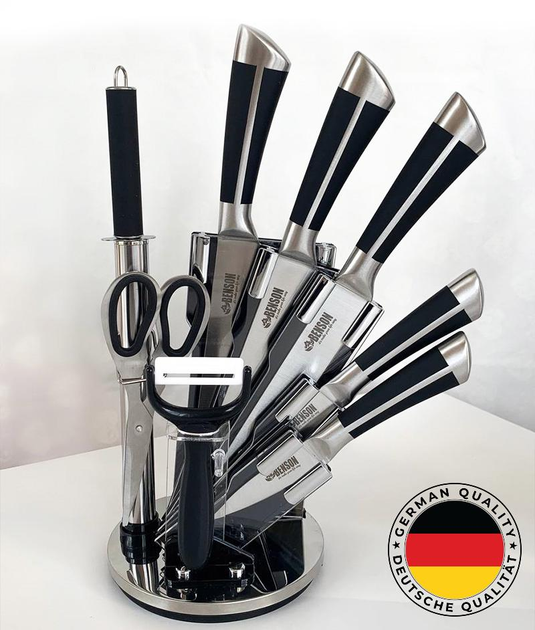 Набор Кухонных Ножей BENSON BN-401 с Вращающейся Подставкой (9 ...