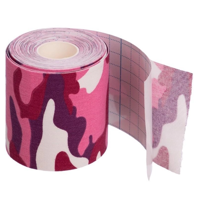 Кінезіо тейп стрічка пластир для тейпування спини шиї тіла 7,5 см х 5 м Kinesio tape рожевий АН0842 - зображення 1