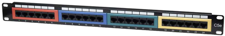 Патч-панель Intellinet 19" 1U Cat5e 24xRJ45  для серверної шафи/стійки (766623513678) - зображення 1