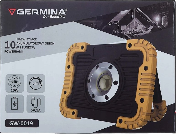 Naświetlacz akumulatorowy Germina Orion 10 W 850 lm 6000 K (GW-0019) - obraz 7