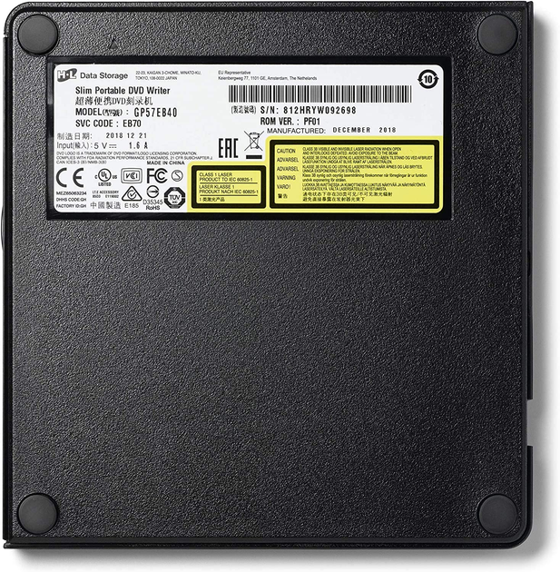 Оптичний привід Hitachi-LG DVD±R/RW Зовнішній USB 2.0 Black (GP57EB40) - зображення 4