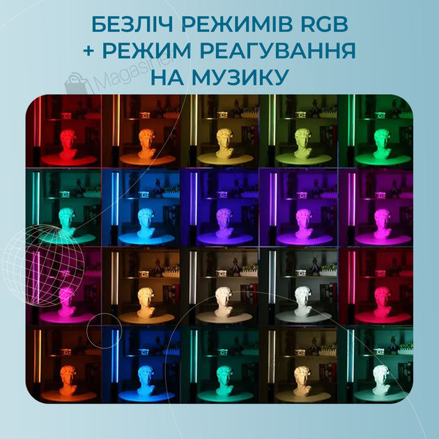 Студийная LED лампа-стик RGB STICK 30 см с RGB режимами свечения (2889) - изображение 4