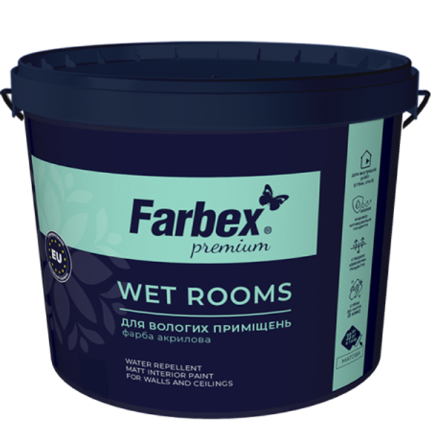 Краска для влажных помещений Farbex Wet Rooms акриловая 14кг – фото ...