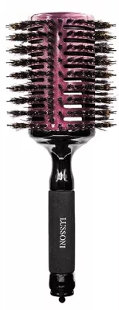 Кругла щітка для волосся Lussoni Natural Style Cepillo чорна з темно-бордовим для укладання 6.5 см 1 шт (5903018919249) - зображення 1