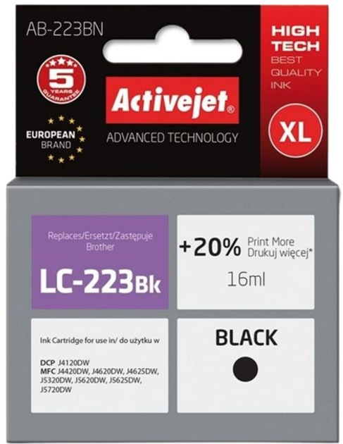 Картридж Activejet для Brother LC223BK Supreme 16 мл Black (AB-223BN) - зображення 1