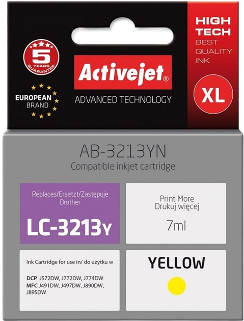 Картридж Activejet для Brother LC3213Y Supreme 7 мл Yellow (AB-3213YN) - зображення 1