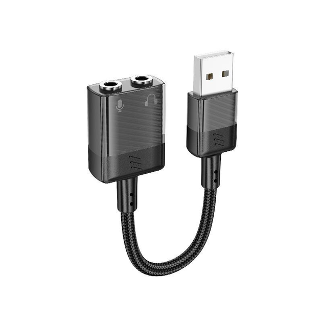 Внешняя звуковая карта HOCO Spirit external sound card for earphone USB to 3.5mm (0.15M, USB, DAC). Black - изображение 3