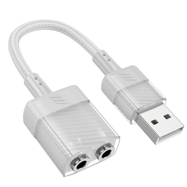 Внешняя звуковая карта HOCO Spirit external sound card for earphone USB to 3.5mm (0.15M, USB, DAC). Grey - изображение 1
