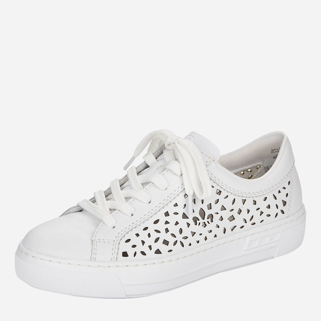 Sneakersy damskie ze skóry naturalnej RIEKER L8831-80 36 23.7 cm Białe (4060596275028) - obraz 5