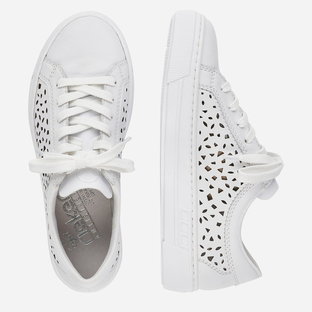 Sneakersy damskie ze skóry naturalnej RIEKER L8831-80 41 26.7 cm Białe (4060596275073) - obraz 7
