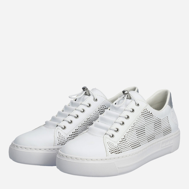 Sneakersy damskie z eko skóry RIEKER L9853-80 38 24.8 cm Białe (4061811383221) - obraz 3