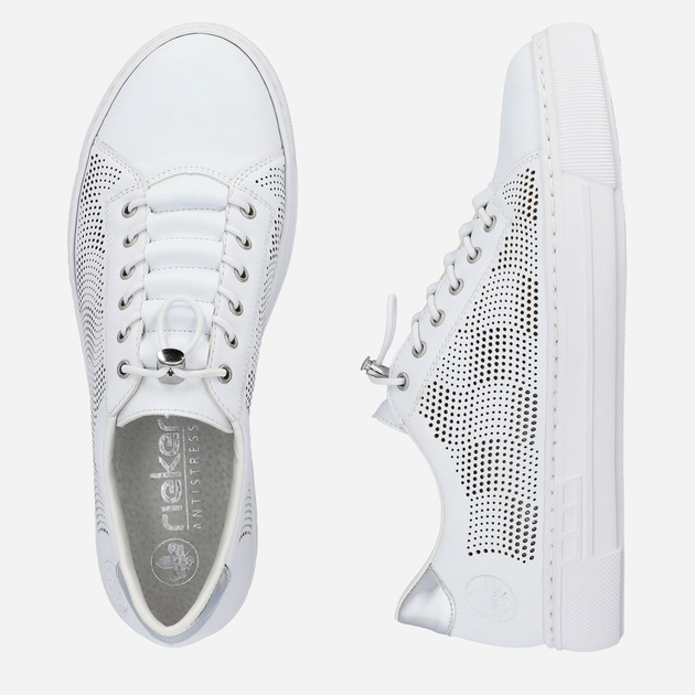 Sneakersy damskie z eko skóry RIEKER L9853-80 37 24.2 cm Białe (4061811383214) - obraz 7