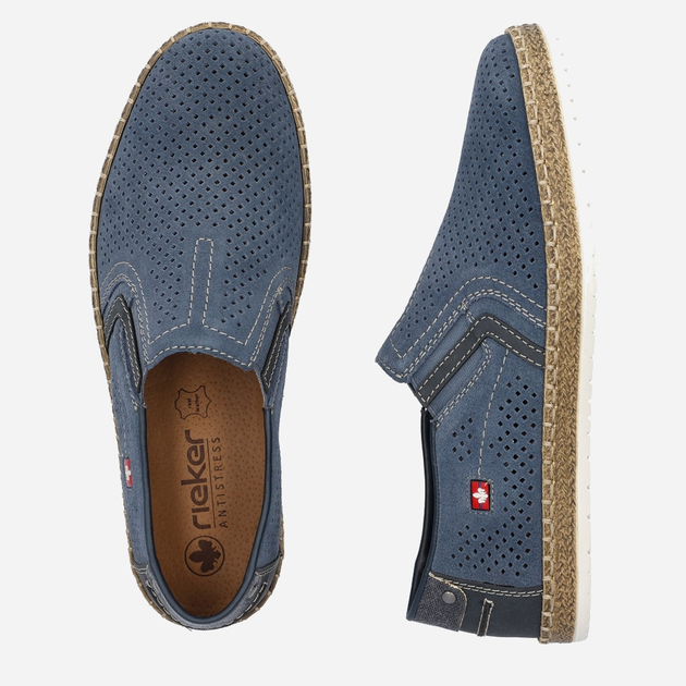 Espadryle męskie RIEKER B5297-12 45 29.3 cm Niebieskie (4061811314232) - obraz 7