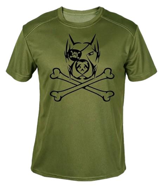 Футболка потоотводящая военная ВСУ с принтом "Собака пират с костями" в оливе S - изображение 1