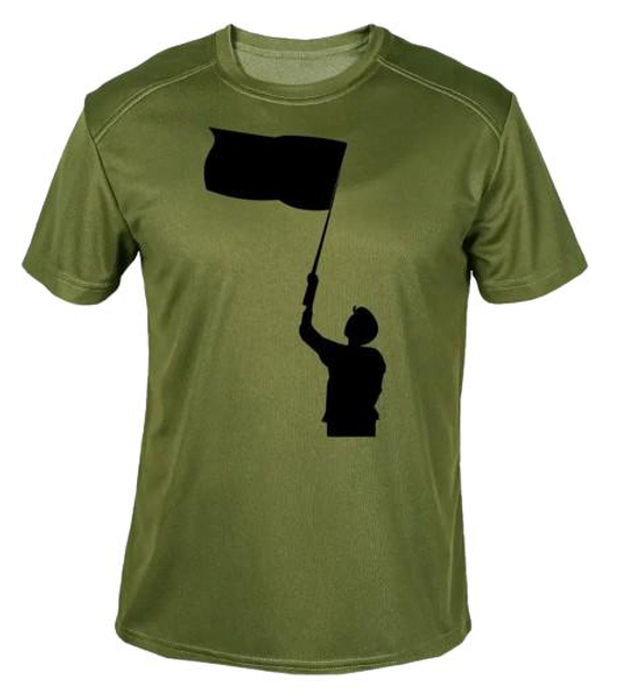 Футболка потовідвідна армійська ЗСУ з принтом "Чоловік із прапором" в оливі XL - зображення 1