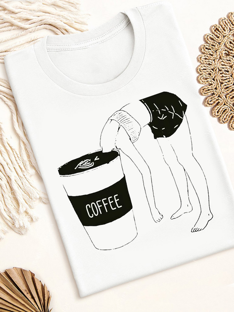 Акція на Футболка бавовняна довга жіноча Zuzu Either coffee or I'm an ostrich ZZP00793 XL Біла від Rozetka