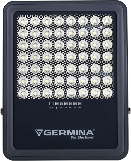 Акумуляторний прожектор з сонячною батареєю Germina Gemini 300 Вт 2000 лм (GW-0083) - зображення 2