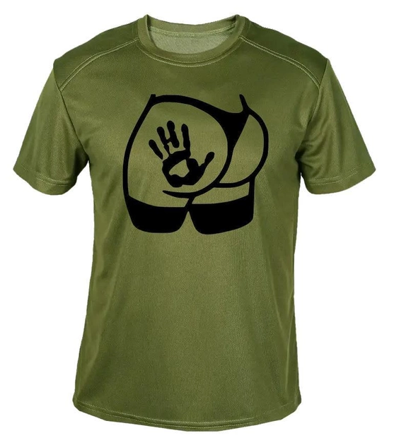 Футболка потоотводящая военная ВСУ с принтом "Попа с отпечатком руки" в оливе XXL - изображение 1