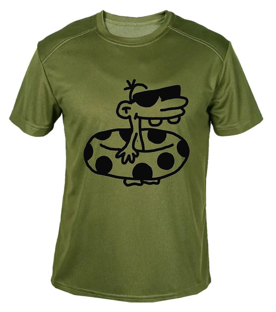 Футболка потоотводящая военная ВСУ с принтом "Малыш в спасательном круге" в оливе XXL - изображение 1