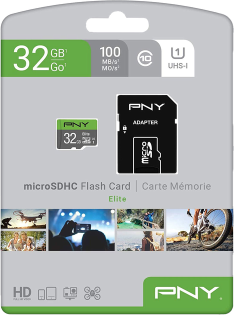Карта пам'яті PNY microSDHC 32 GB + Adapter SD (P-SDU32GU185GW-GE) - зображення 2