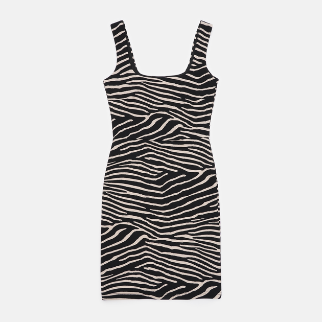 Акція на Сукня коротка літня жіноча H&M 0803378_беж.зебра_01 XS Чорна від Rozetka