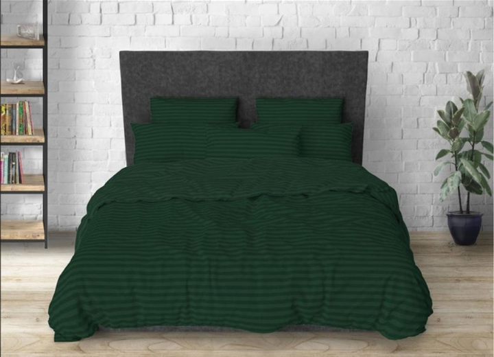 Акція на Простирадло на резинці MirSon 160x190 см Бязь 17-0612 Stripe Emerald від Rozetka