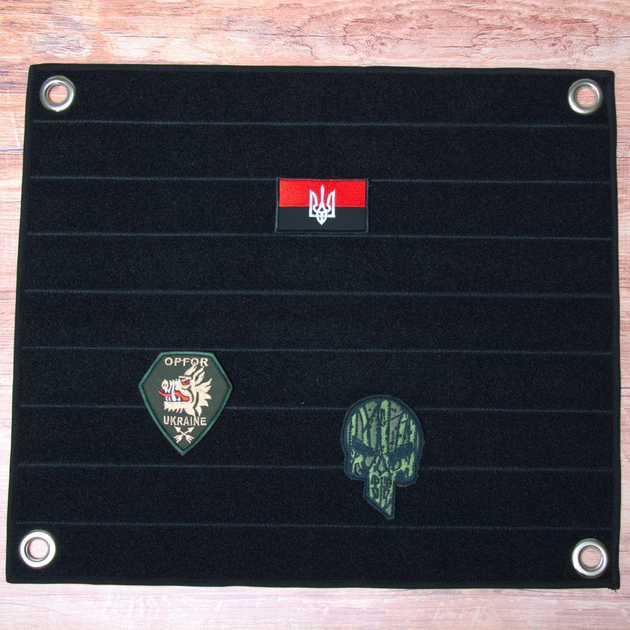 Велкро панель черная 45*45см, для прикольных шевронов, для военных нашивок, патчей пвх, для коллекции - изображение 1