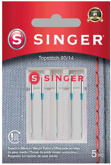 Голки для швейної машини Singer Topstitch 90/14 5 шт. (250053503) - зображення 1