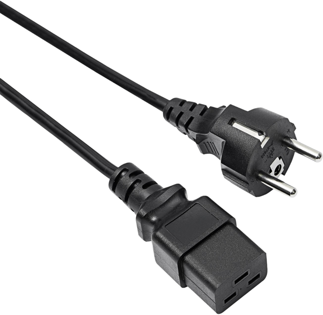 Kabel zasilający Akyga IEC-C19 - CEE 7/7 1.8 m Black (AK-UP-01) - obraz 1
