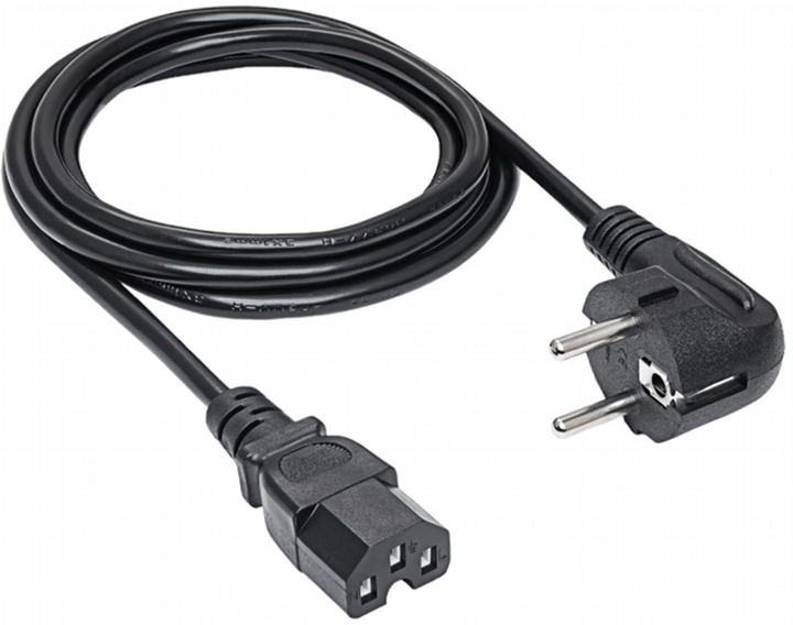 Kabel zasilający Akyga IEC-C15 - CEE 7/7 1.8 m Black (AK-UP-08) - obraz 1