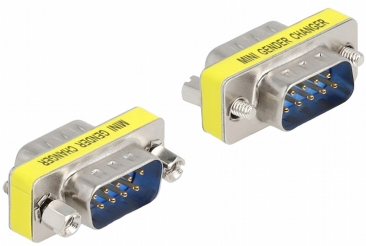 Adapter Delock Gender Changer Sub-D9 M/M Yellow (4043619650095) - obraz 1