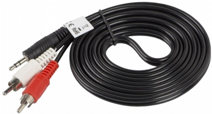 Kabel Lanberg Mini Jack 3.5 mm M 2 x RCA 2 m Black (CA-MJRC-10CC-0020-BK) - obraz 1