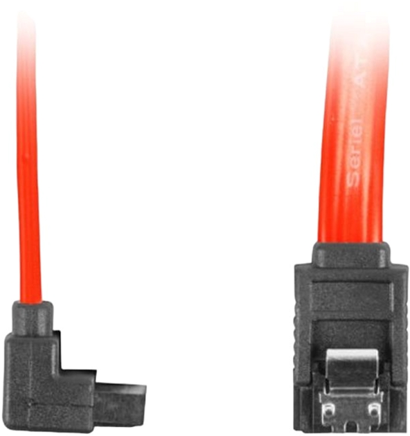 Kabel kątowy Lanberg SATA II metal clips F/F 0.7 m Red (CA-SASA-13CU-0070-R) - obraz 2