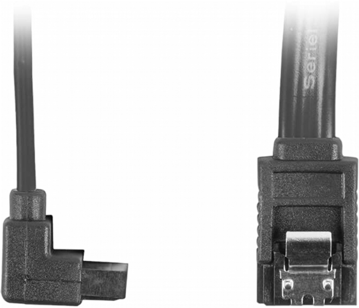 Kabel Lanberg SATA II metal clips F/F 0.3 m Black (CA-SASA-14CU-0030-BK) - obraz 1
