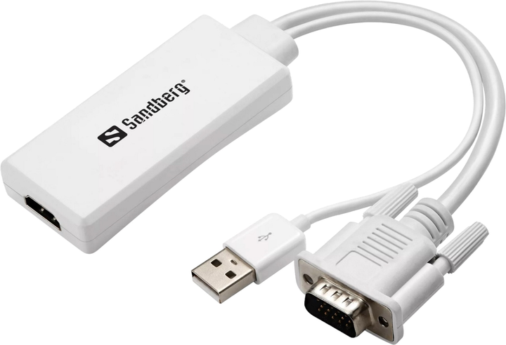 Адаптер Sandberg VGA + Audio - HDMI White (5705730508783) - зображення 1
