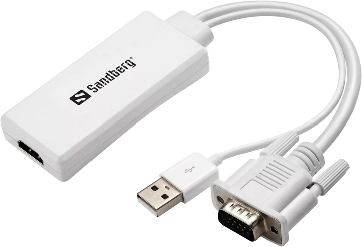 Adapter Sandberg VGA + Audio - HDMI White (5705730508783) - obraz 1