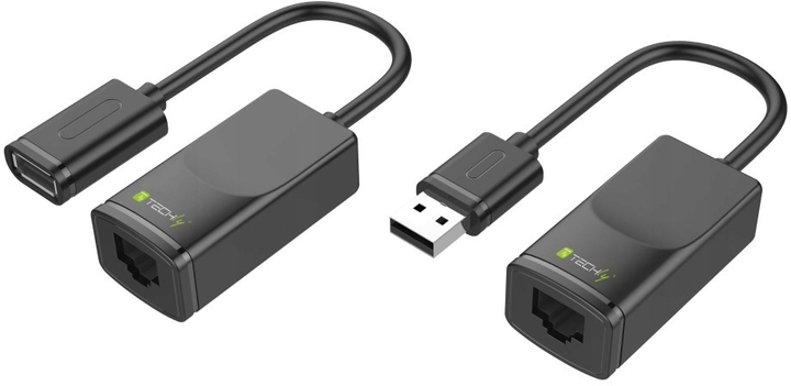 Zestaw adapterów Techly RJ-45 - USB Type-A 2 szt Black (IUSB-EXTENDTY2) - obraz 1