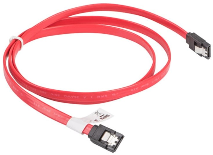 Кабель Lanberg SATA - SATA 1 м Red (CA-SASA-11CU-0100-R) - зображення 1