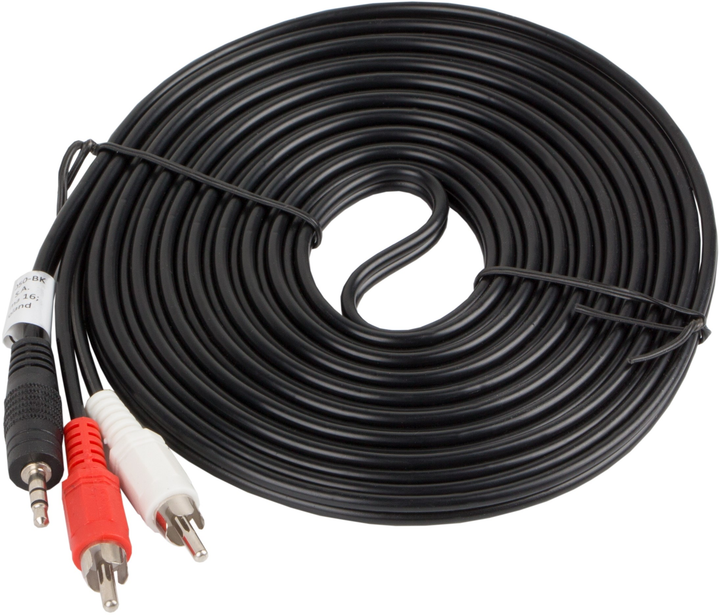 Kabel Lanberg Mini Jack 3.5 mm - 2 x RCA 5 m Black (CA-MJRC-10CC-0050-BK) - obraz 2