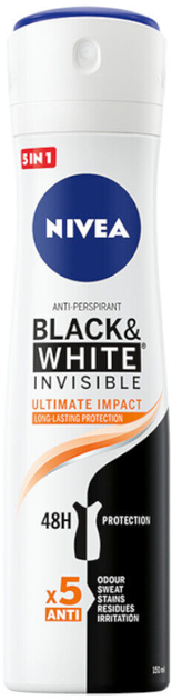 Антиперспірант NIVEA Black and White invisible ultimate impact для жінок в спреї 150 мл (5900017074269) - зображення 1