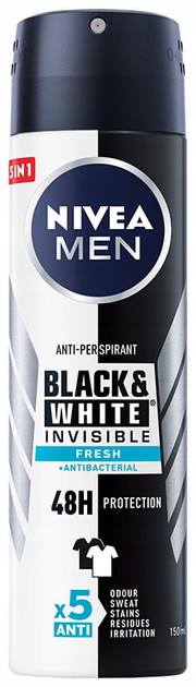 Antyperspirant NIVEA Black and White invisible fresh w sprayu dla mężczyzn 150 ml (5900017055671) - obraz 1