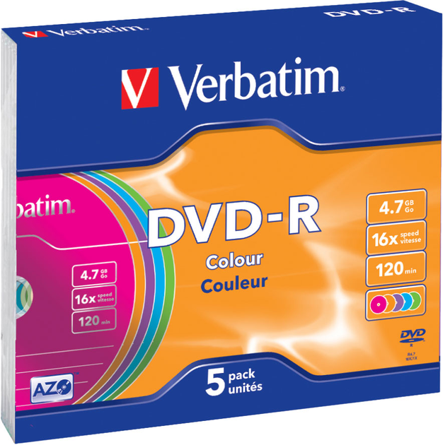 Dyski Verbatim DVD-R 43557 4.7 GB 16x Slim 5 szt. (5060138435575) - obraz 1