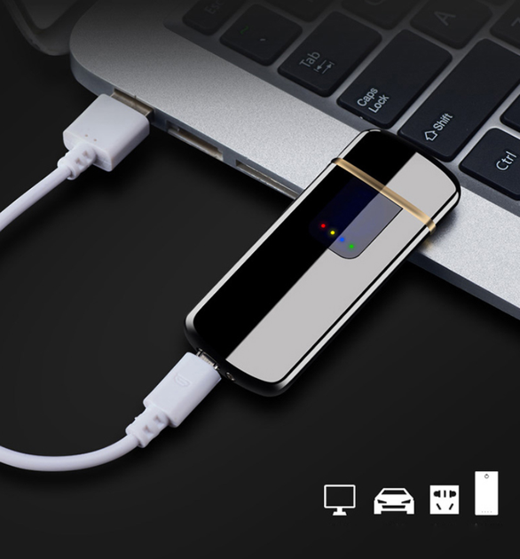 Електрозапальничка Lighter 215 з портом USB сенсорним індикатором заряду в подарунковій упаковці Чорний (10408) - Фото 2 Електрозапальничка Lighter 215 з портом USB сенсорним індикатором заряду в подарунковій упаковці Чорний (10408) - зображення 2