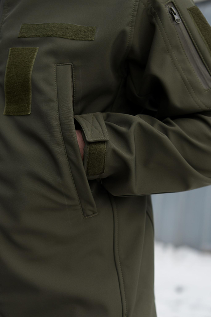 Тактична чоловіча куртка Soft shell на блискавці з капюшоном водонепроникна 3XL олива 00088 - зображення 2