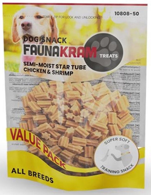 Smakołyk dla psów Faunakram Snack Semi-Moist startube Chicken-Shrimp 300 g (5714736003246) - obraz 1