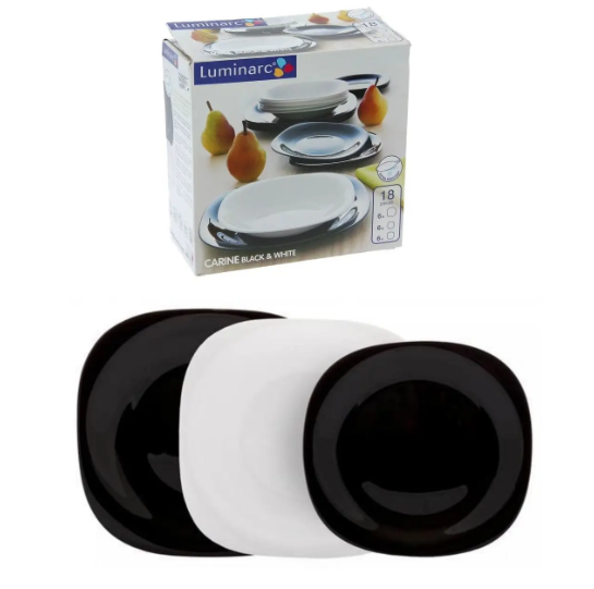 Набір столового посуду Luminarc Carine Black&White 18 пр. N1479 - изображение 2