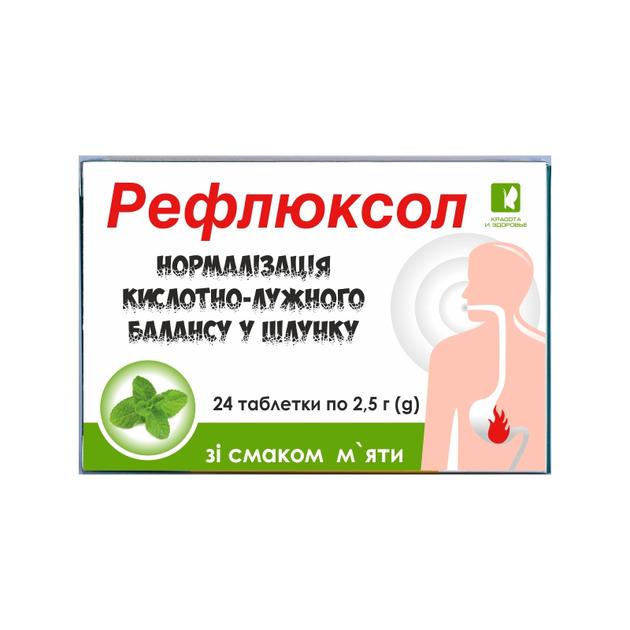 Таблетки от изжоги РЕФЛЮКСОЛ со вкусом мяты 24 шт Красота и Здоровье 10477 - изображение 1