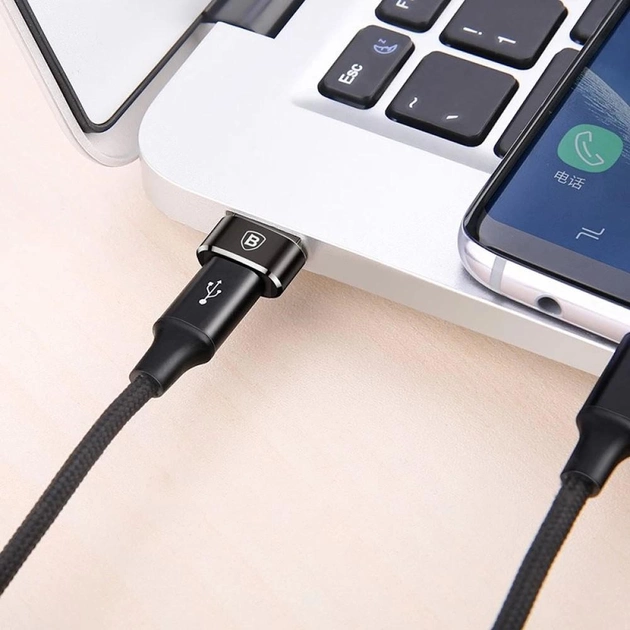 Adapter USB A To USB C — Baseus (CAAOTG-01) Black — CAAOTG-01 Black (752026) - Фото 5 Adapter USB A To USB C — Baseus (CAAOTG-01) Black — CAAOTG-01 Black (752026) - изображение 5