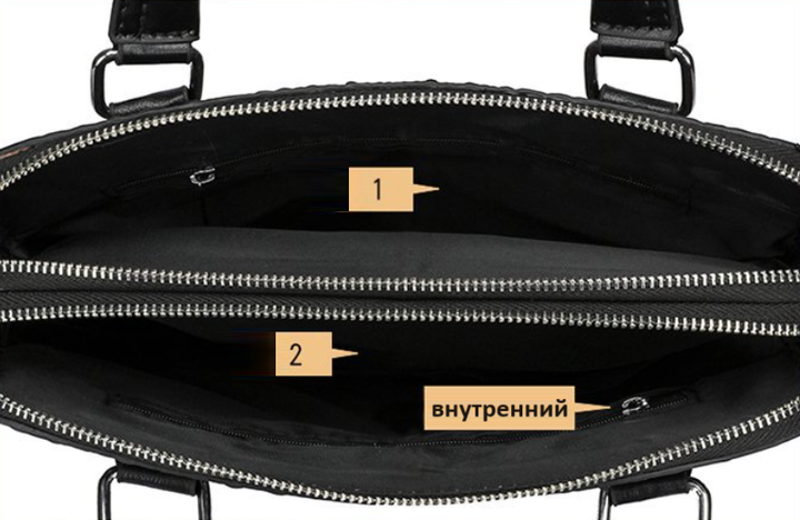 Женская сумка портфель из натуральной кожи для документов и планшета черная рептилия - изображение 3